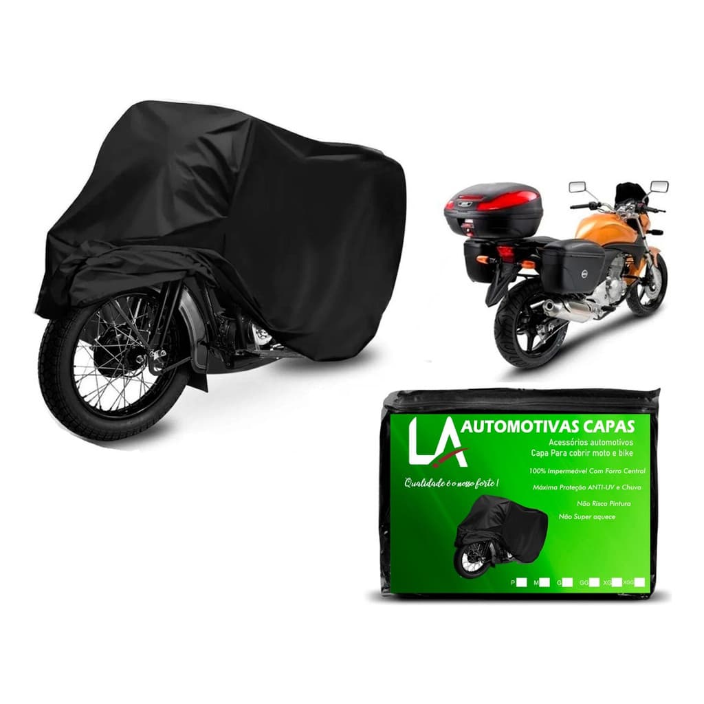Capa para Moto Térmica Impermeável XGG Grande Preta Proteção Total Contra Sol Chuva Poeira