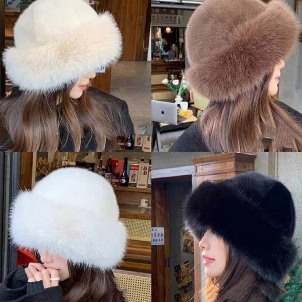 1 Peça Novo Lançamento Gorro Peludo de Inverno para Mulheres Boné de Lã Grosso de Cor Sólida Mongol Moda Europeia Outono