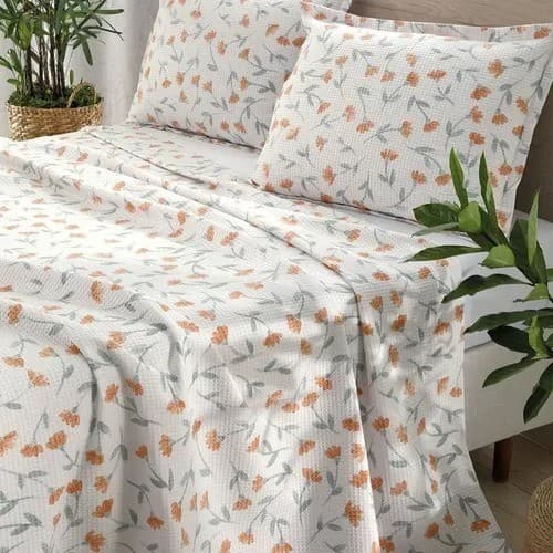 Kit Colcha Piquet King 3 Peças Dohler Matelado 100% Algodão 3 Pc Flora - Flora