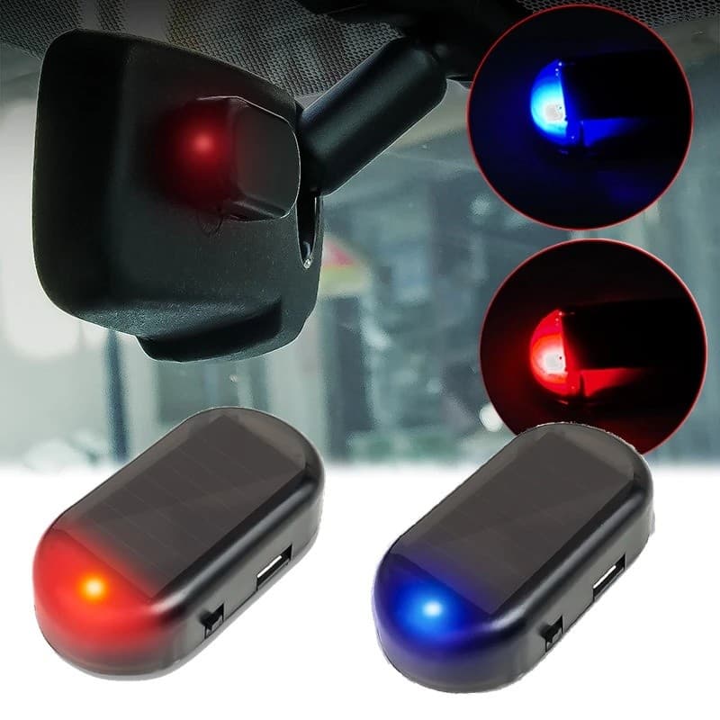 Novo Movido A Energia Solar + USB LED Piscando Imitação De Segurança Do Carro Falso Lihgt Simulado Sem Fio Manequim Alar