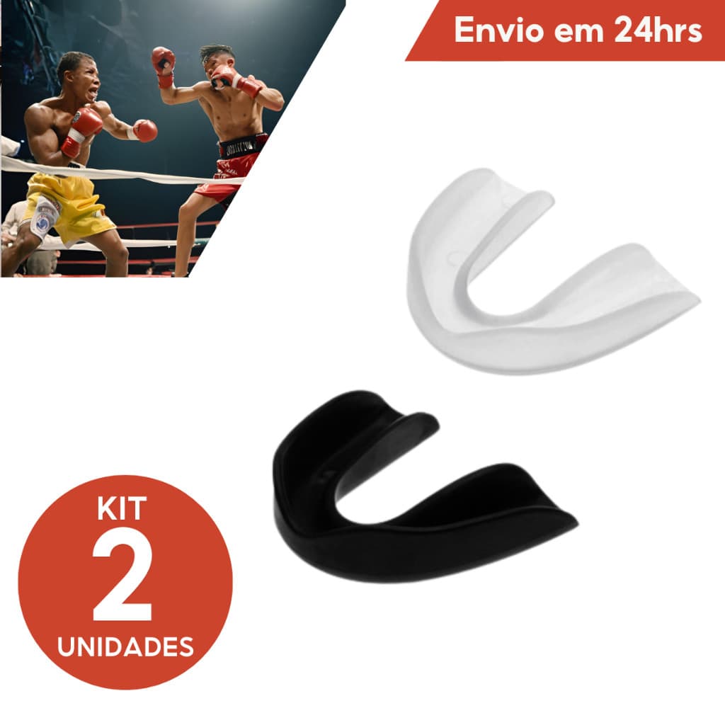 Kit 2 Protetores Bucais Simples Moldáveis para Lutas MMA Boxe Muay Thai Anti-Bruxismo Esportes
