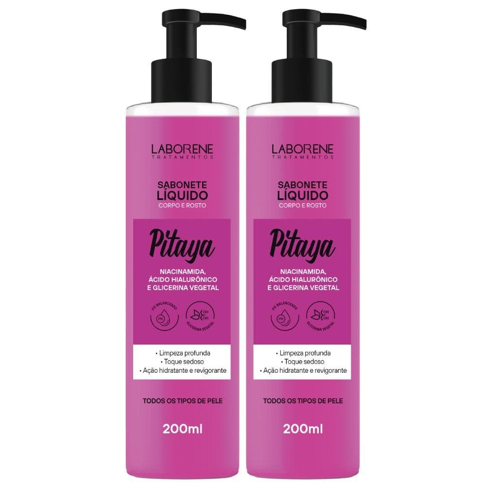 Kit 02 Sabonete Corporal e Facial Pitaya Laborene 200ml