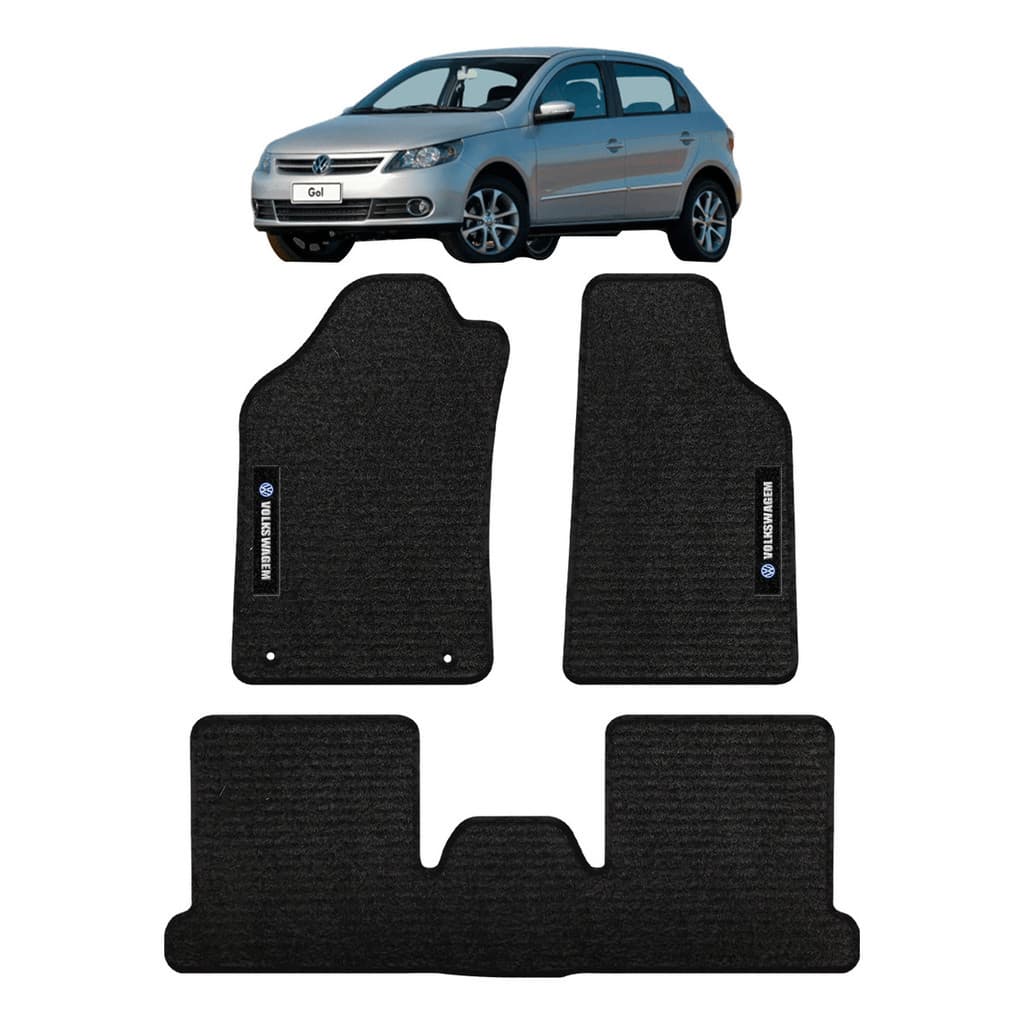 Kit de tapetes 5 peças específico Gol G5 2009 10 11 12 13 2014 Carpete Preto