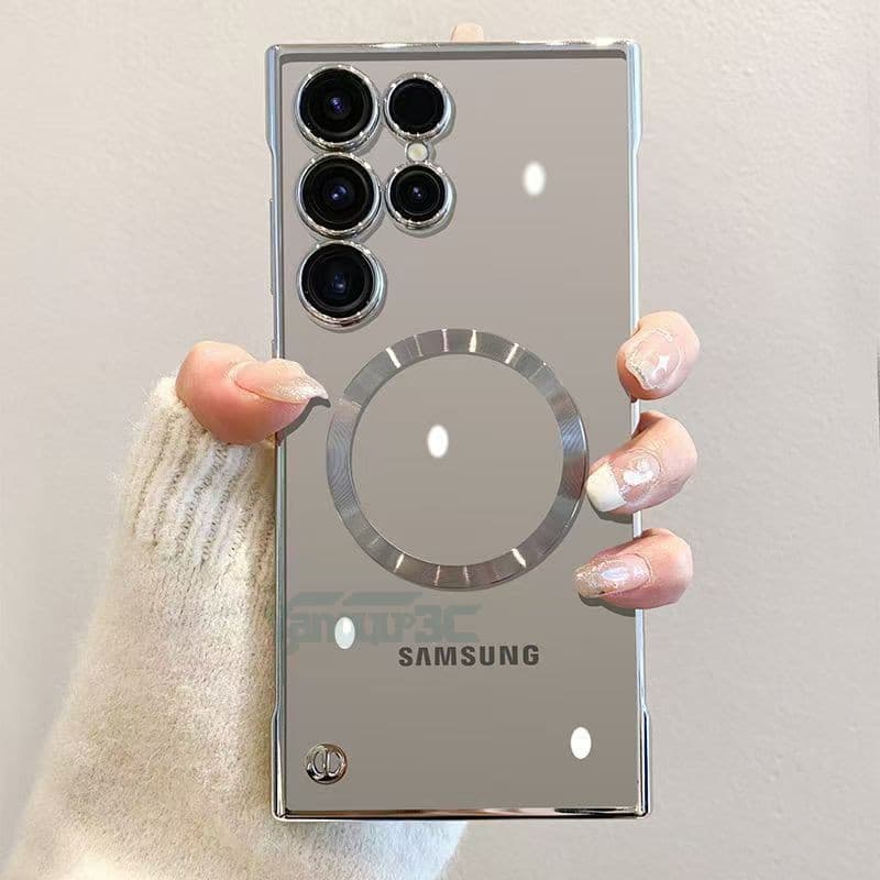 Luxo Chapeamento Magnético Transparente Caso À Prova De Choque Para Samsung Galaxy S24 Ultra S23 S22 S25 Plus Novo