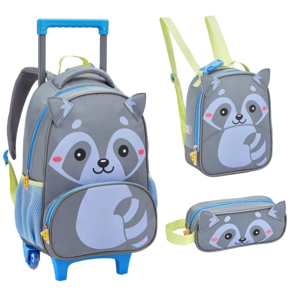 Kit Mochila de Rodinha Lancheira Estojo Creche Infantil ZOOP