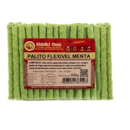Palito Flexível - Kidelici Osso - Sabor Menta - 500g