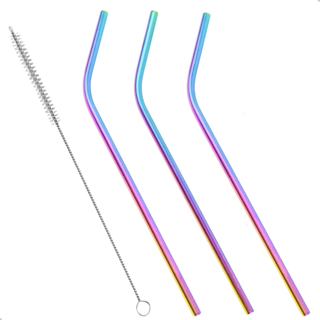Kit 3 Unidade Canudo Sustentável Drink Metal Inox com Escova