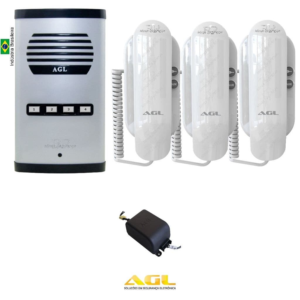 Porteiro Coletivo 4 Pontos Agl Com 3 Monofones