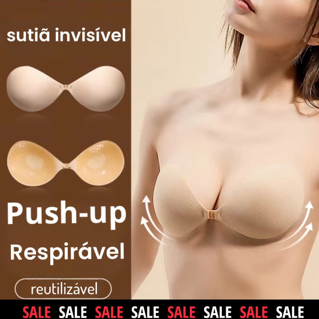 Sutiã Soutien Adesivo Cola Invisível Em Silicone Respirável Bojo Segura Peito Sem Alças Tomara que Caia