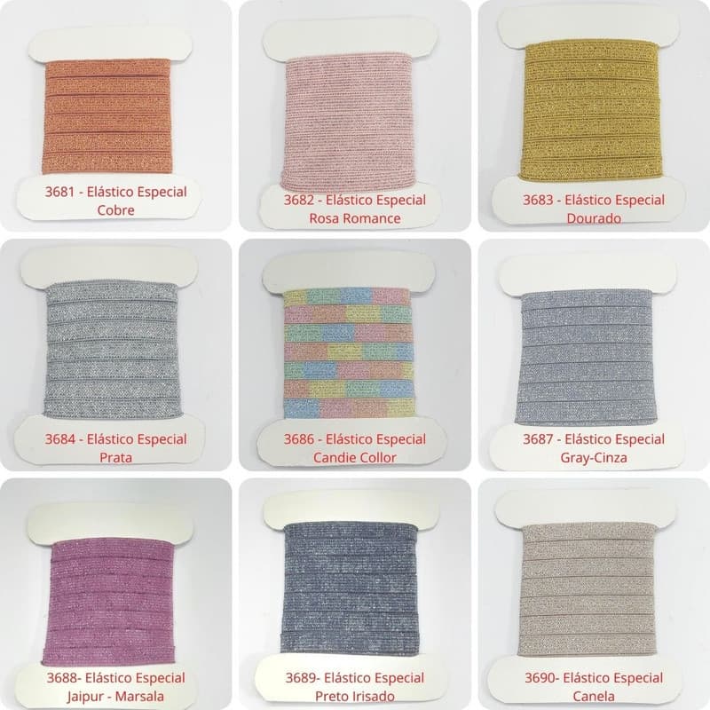 Elástico Especial Chato 7mm Várias Cores Encadernação ElasticoEspecial  Rosa Azul Preto Lilás Dourado