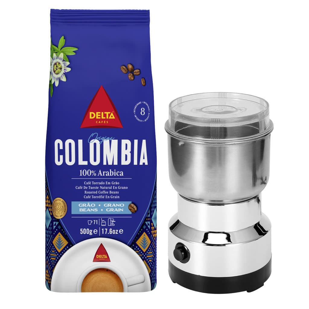 Kit Café Delta Q Torrado Grão + Moedor de Grãos Inox