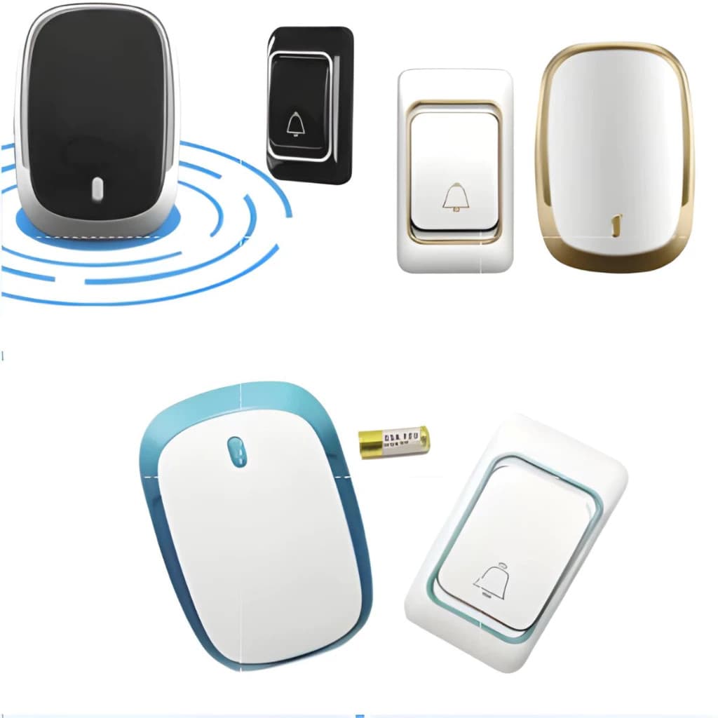 Campainha Externa Sem Fio Com Alcance De Ate 100 M Dourado Preto Azul Claro novo comecio