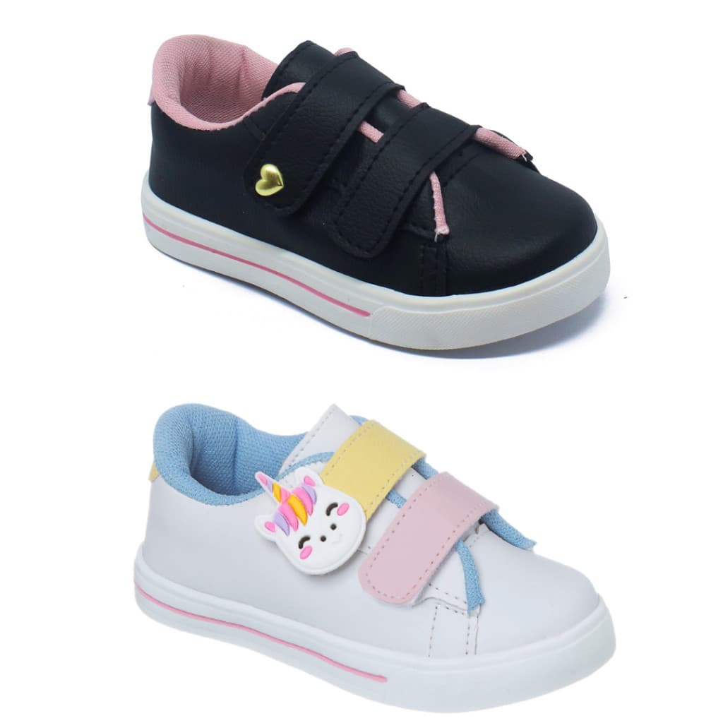 kit 2 tênis Infantil Feminino versátil barato perfeito para passeios e escola