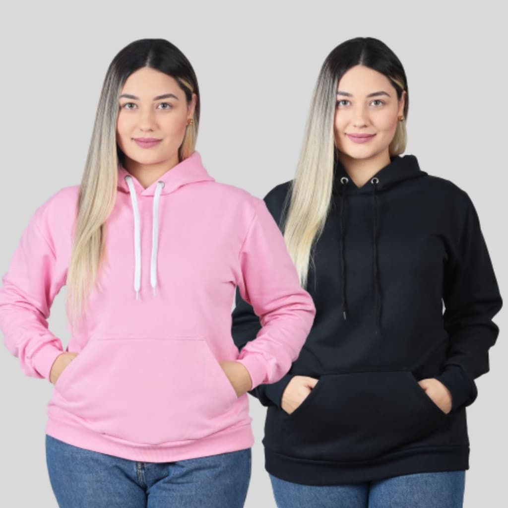Kit 2 Moletom Canguru Com Capuz Algodão Flanelado Liso Feminino frio PROMOÇÃO