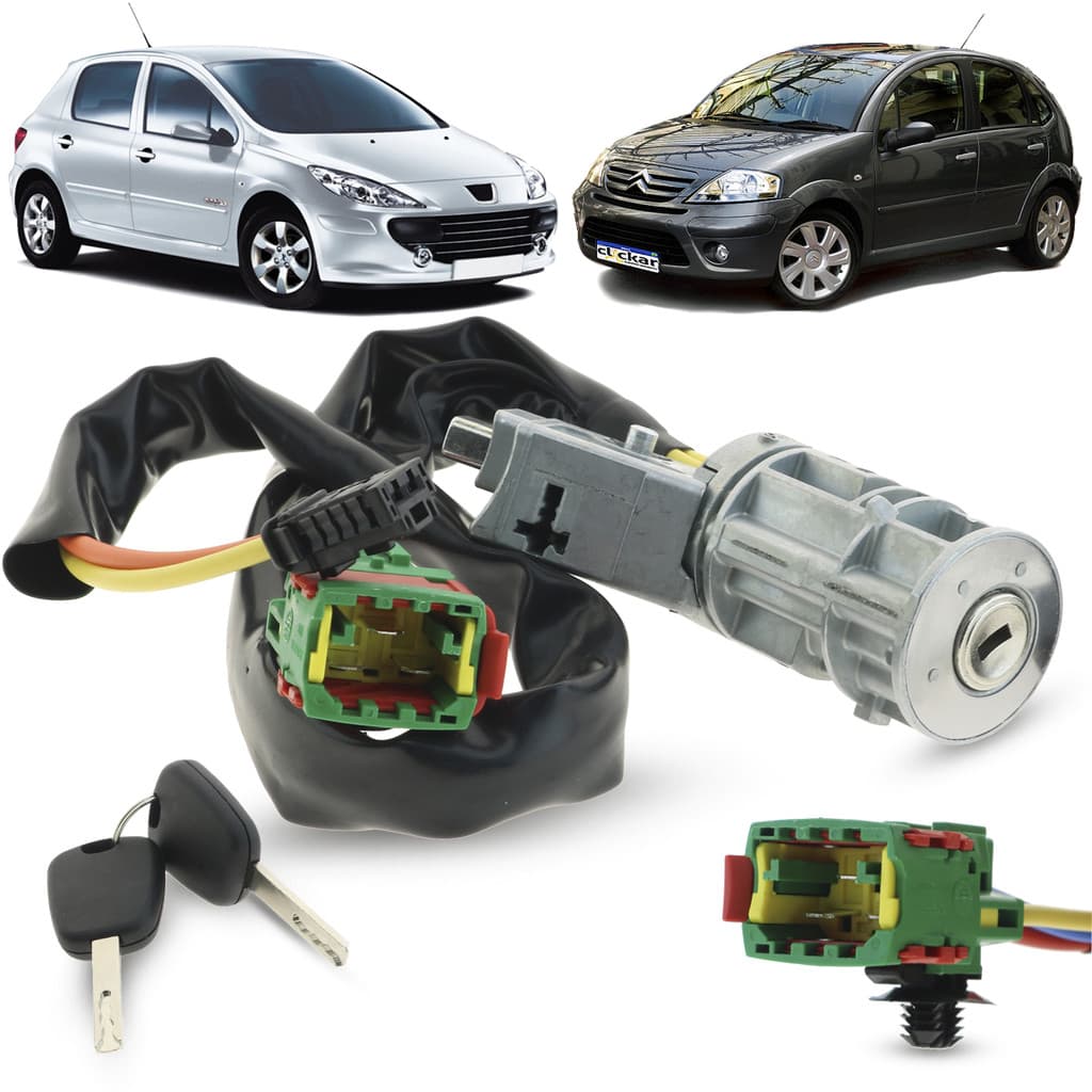 Trava de Direção Com Cilindro Com Comutador Citroen C3 2002 a 2012 Peugeot 307 Passion Feline SW 2002 a 2012
