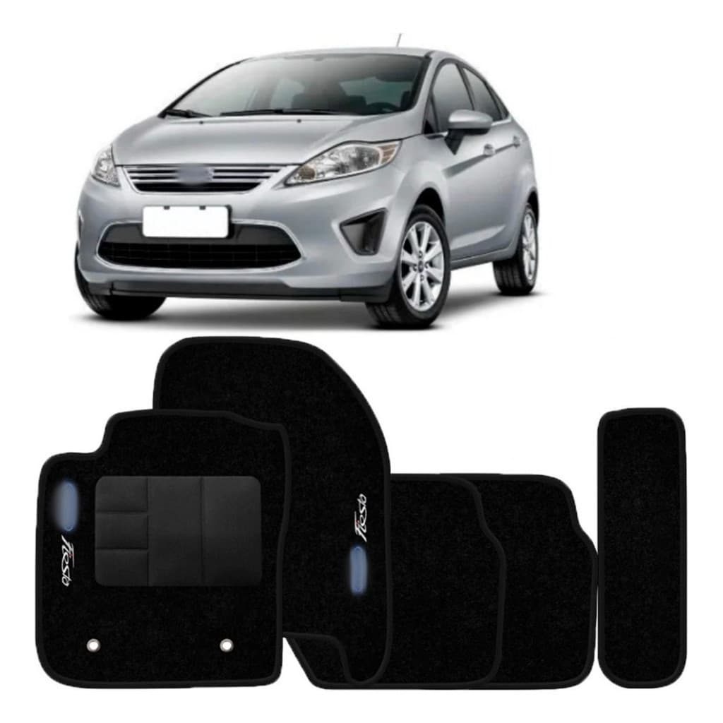 Kit de tapetes 5 peças específico New Fiesta 2010 / 2013 Carpete Preto