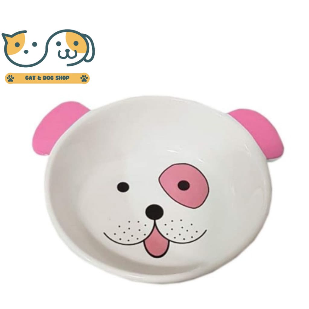 Comedouro Porcelana Face para Cães Rosa ou Azul - The Pets