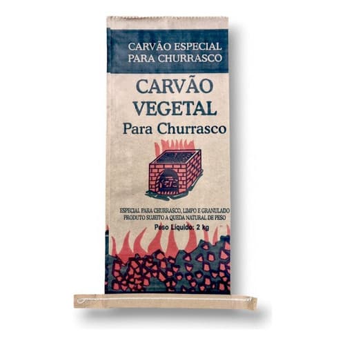 Embalagens Carvão 2kg Kraft Costurado - Kit 50 Unidades