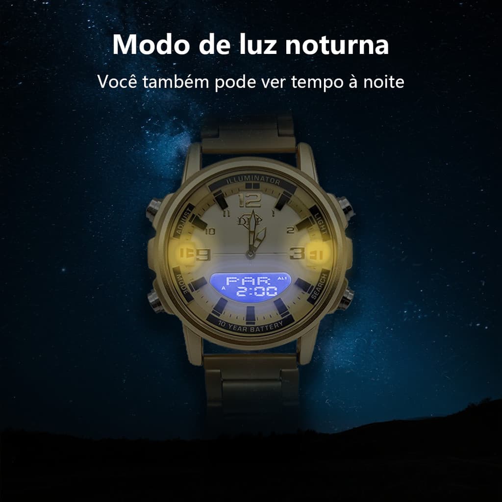 [W6000] Relógio DHP à prova d'agua masculino social resistente duas máquinas presente original