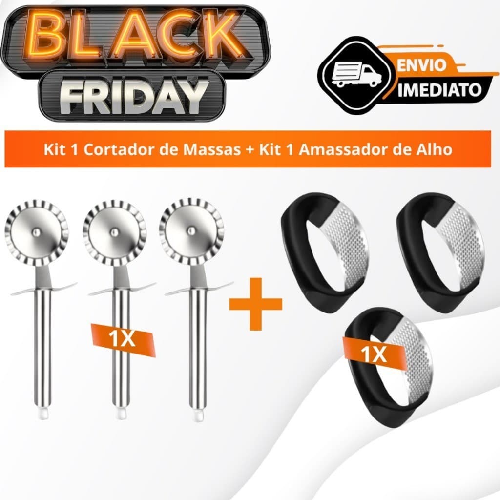 Kit 1 Cortador de Massas + Kit 1 Amassador de Alho