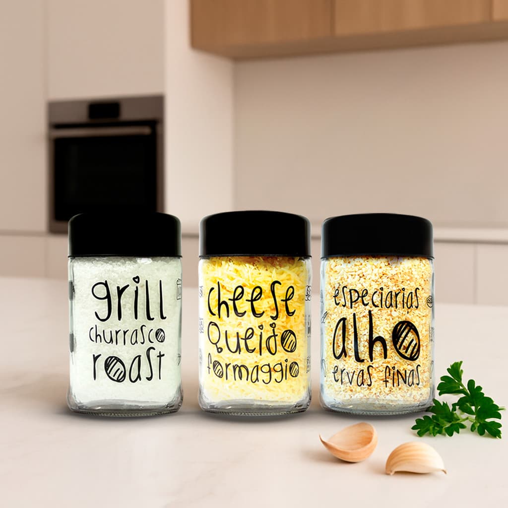 Kit C/ 3 Potes 600ml - Churrasco / Queijo / Especiarias