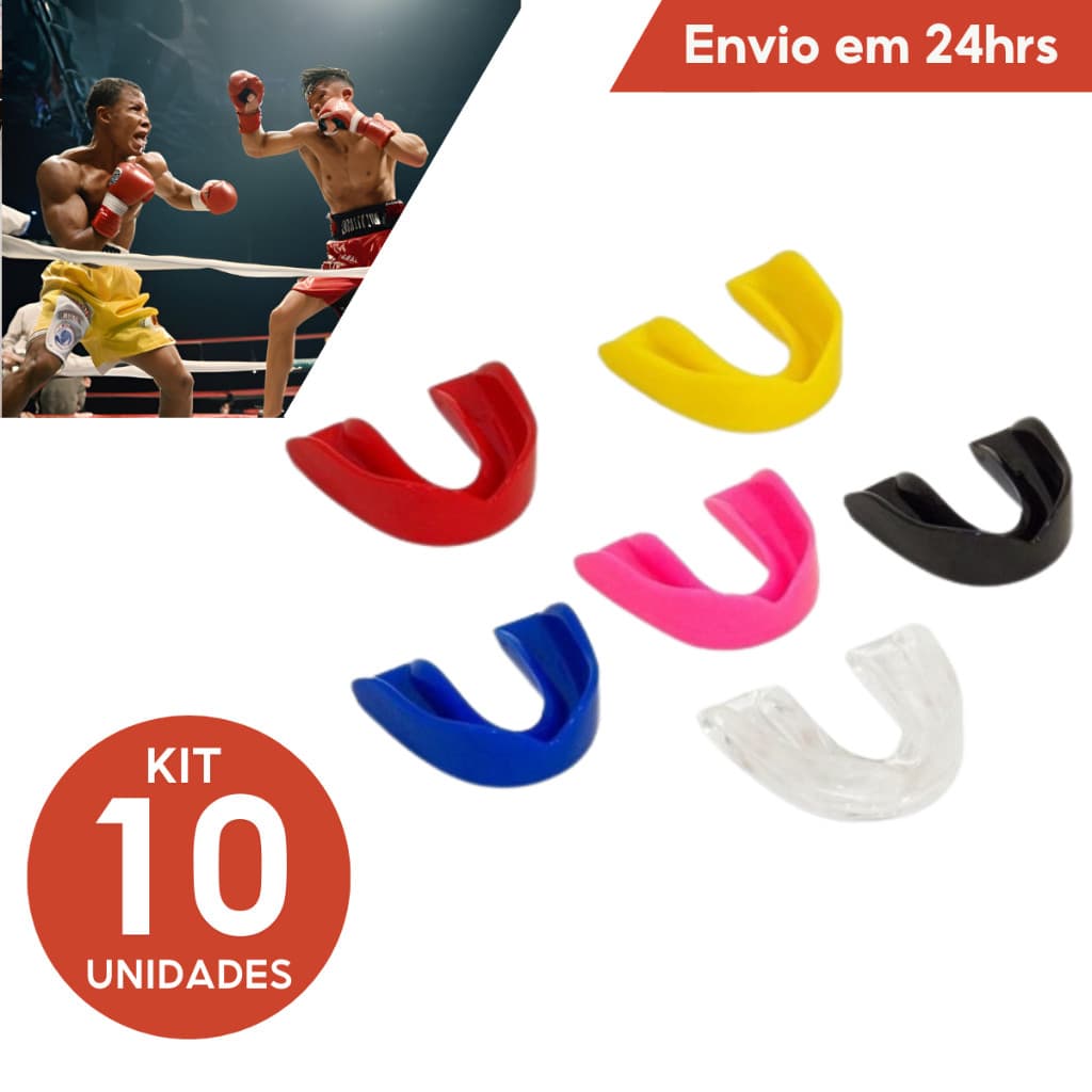 Kit 10 Protetores Bucais Simples para Esportes MMA Boxe Muay Thai Anti Bruxismo