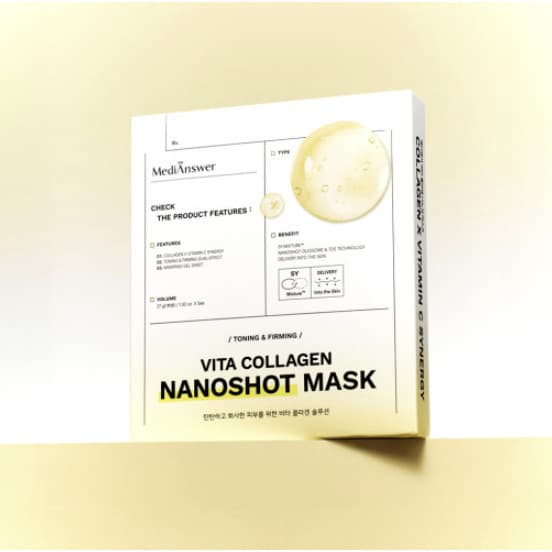 MediAnswer , Pacote De Máscaras Vita Collagen Nanoshot , 5 , Tonificante E Reafirmante