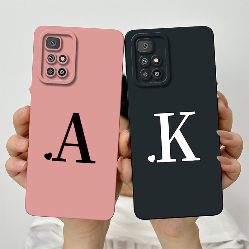 Para Xiaomi Redmi 10 2022 Bonito Letras Iniciais Lente Protetora Caso À Prova De Choque Redmi10 Silicone Macio Telefone