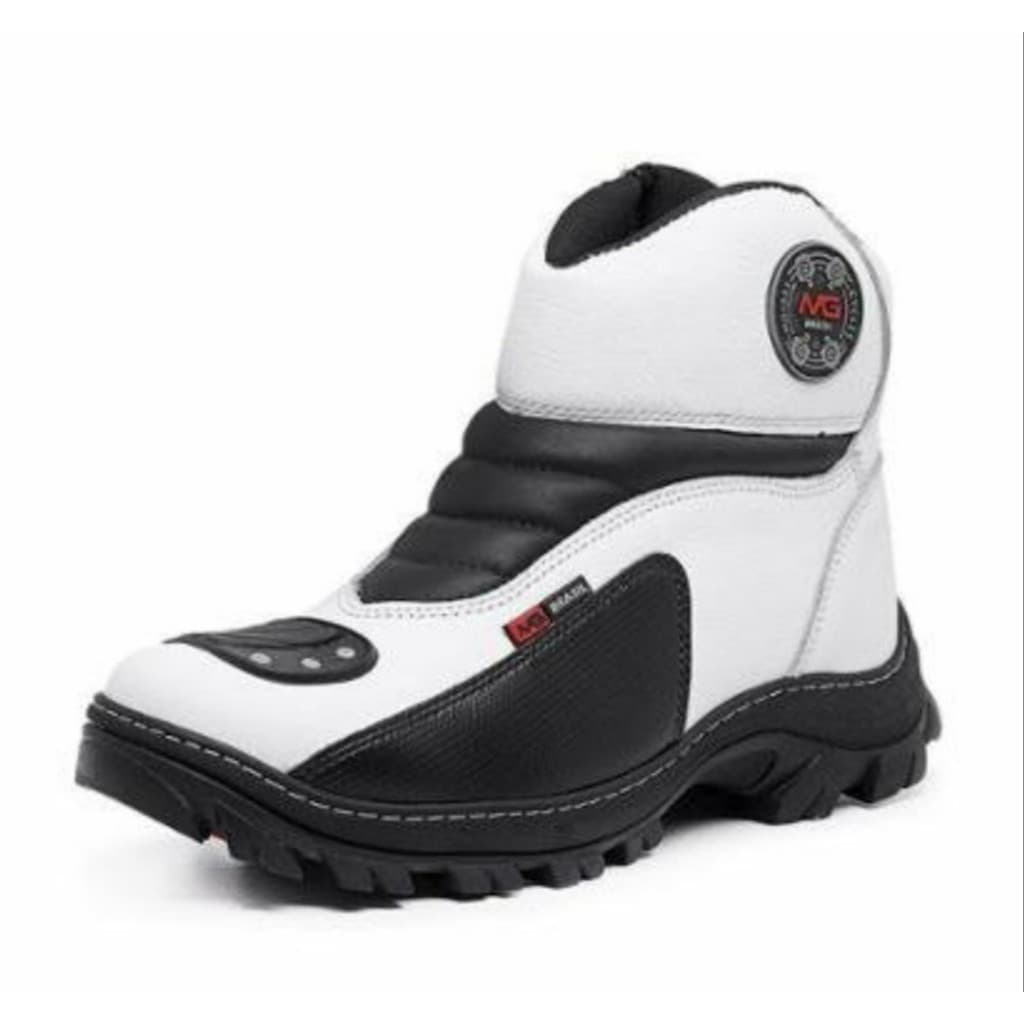 Bota Masculina Motociclista Couro Sola Costurada PalmilhaGel
