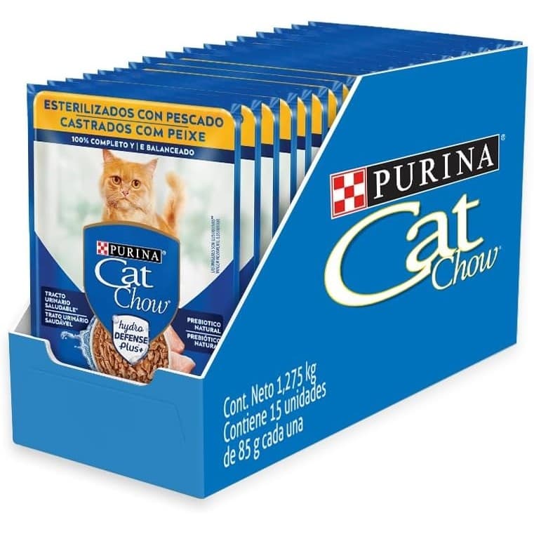 KIT C/ 15 UN Sache Cat Chow Castrado Peixe ao Molho 85g