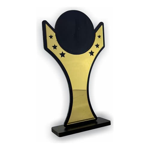 Troféu Universal Acrílico Dourado/ Ps Preto Estrelas Prêmio