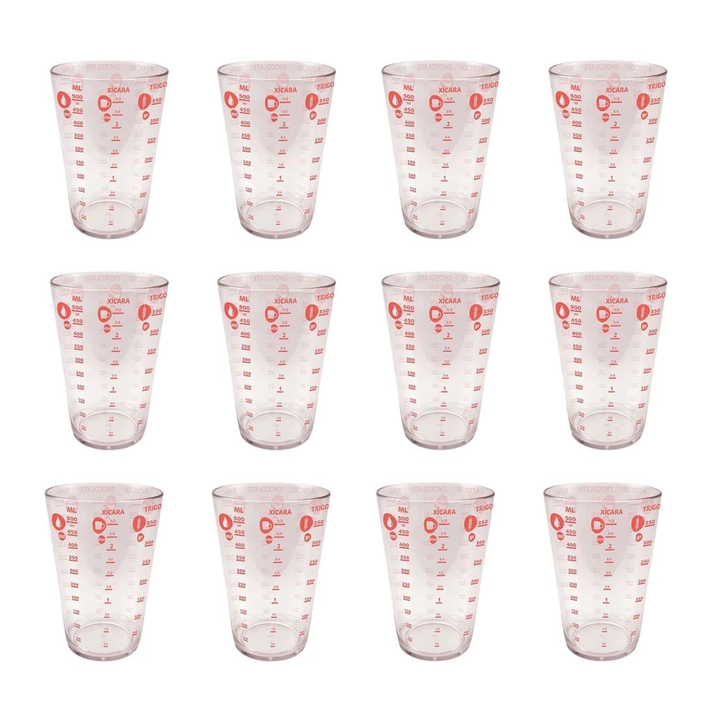 Kit 12 Copo Plástico Medidor Graduado 500ml Livre De BPA Dosador