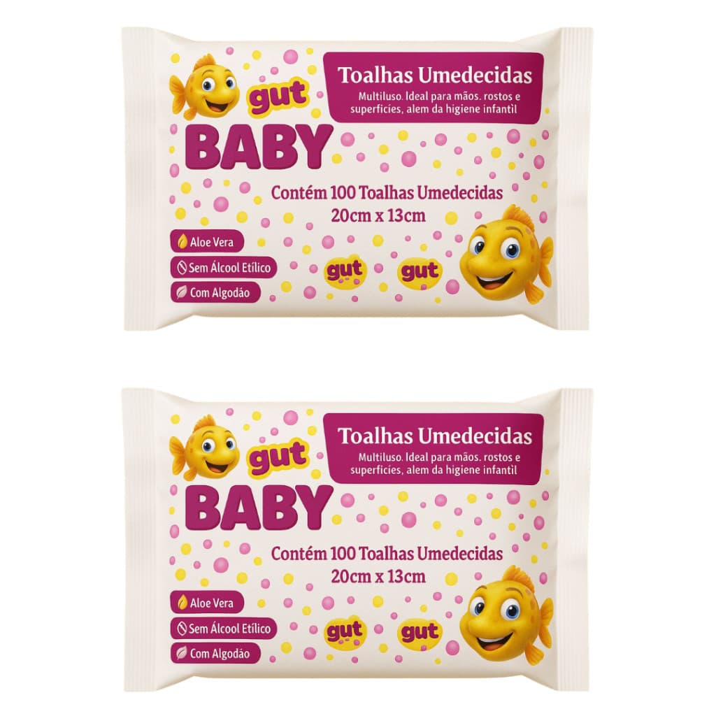 Kit 2 Lenços Umedecidos Gut Baby 100un - Total 200 Unidades