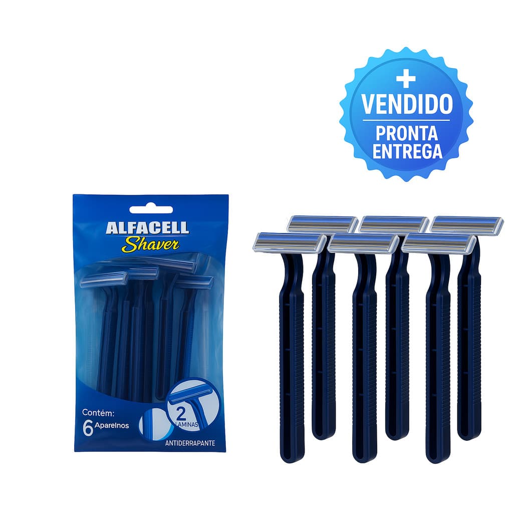 Kit com 6 aparelhos de barbear com 2 lâminas descartável com cabo anti deslizante