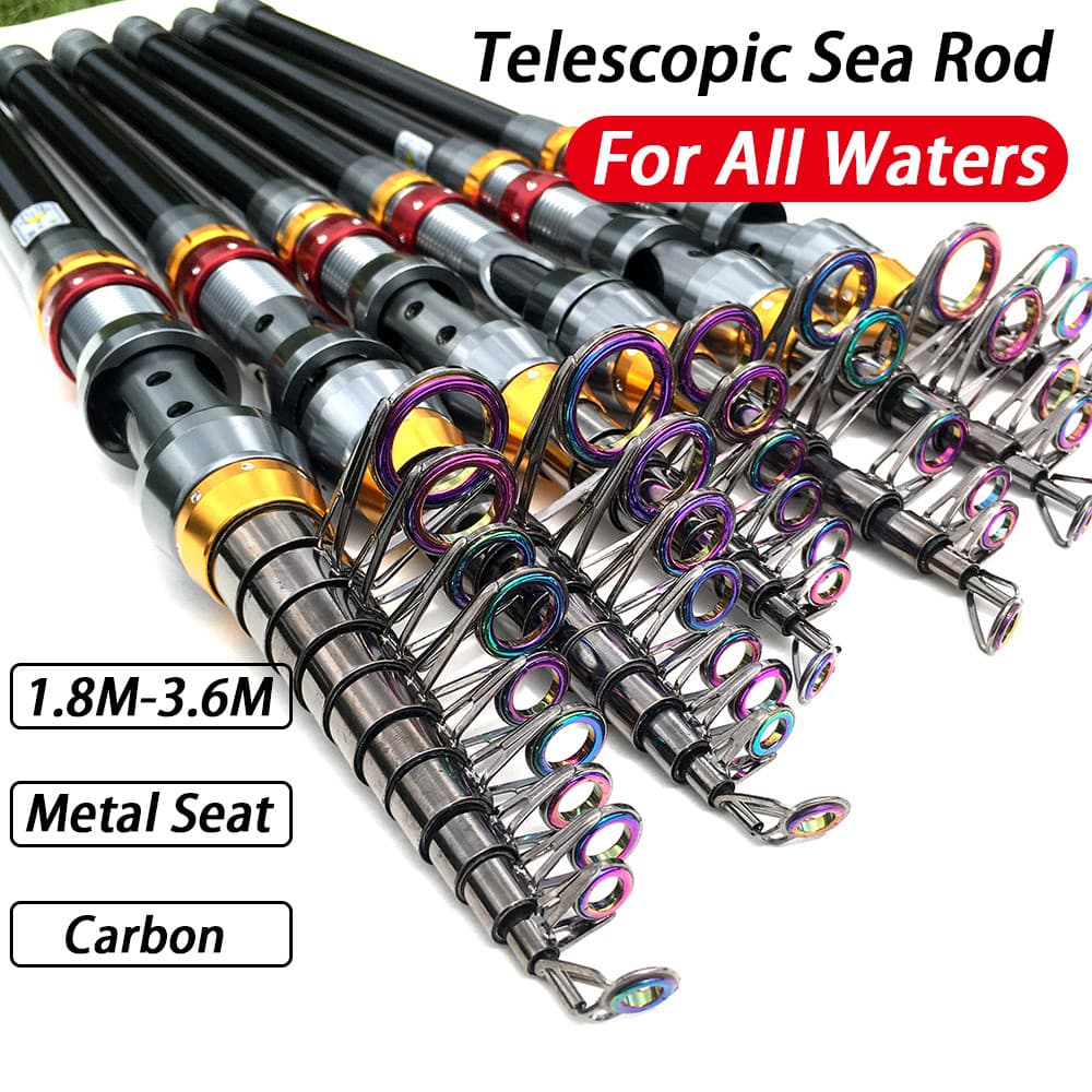 Vara De Pesca Telescópica Profissional , 1.8m-3.6m , Antiderrapante , Super Curta , Fibra De Carbono , Portátil , Fiação
