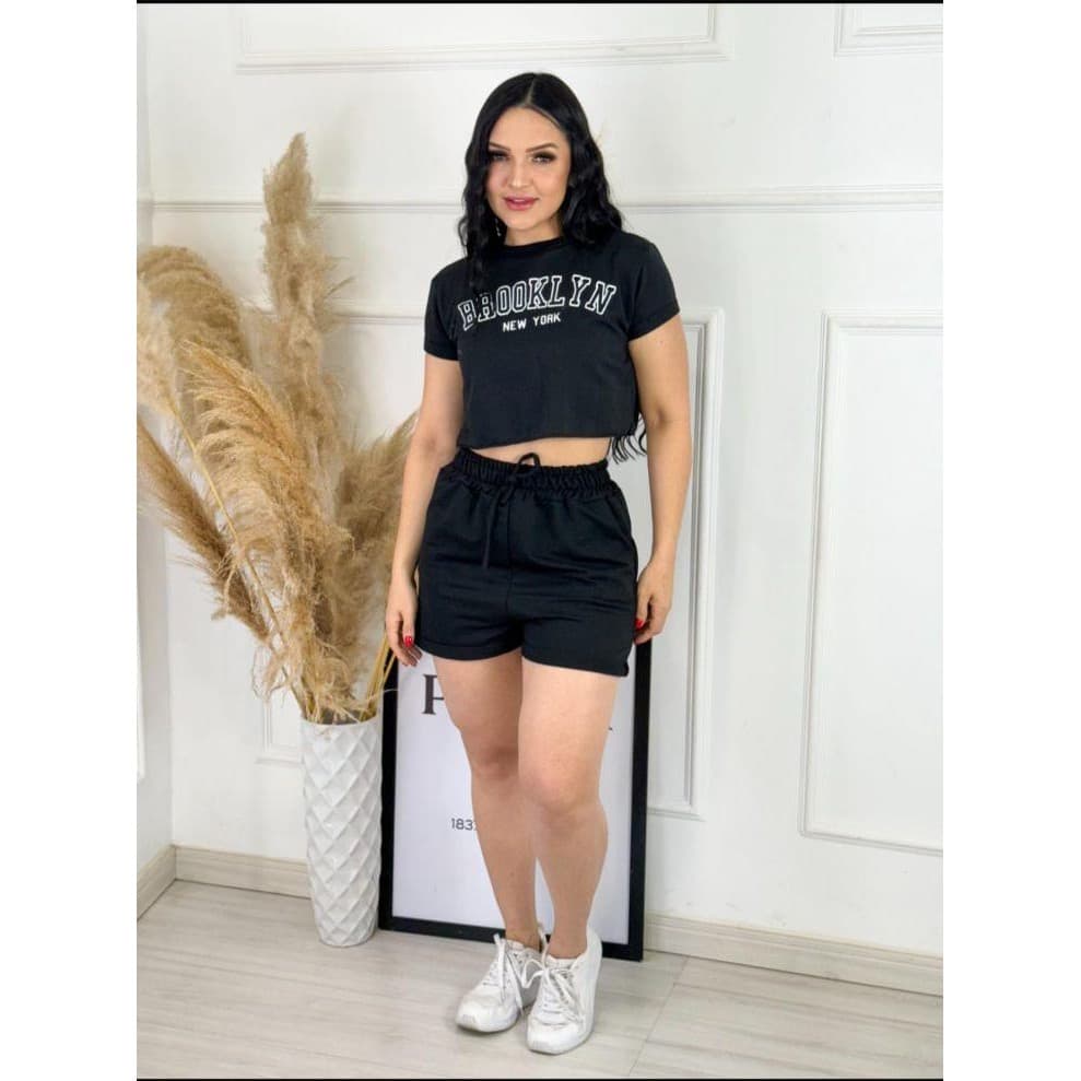 Conjunto short e cropped Feminino tecido macio, Meia estação ótimo preço!!