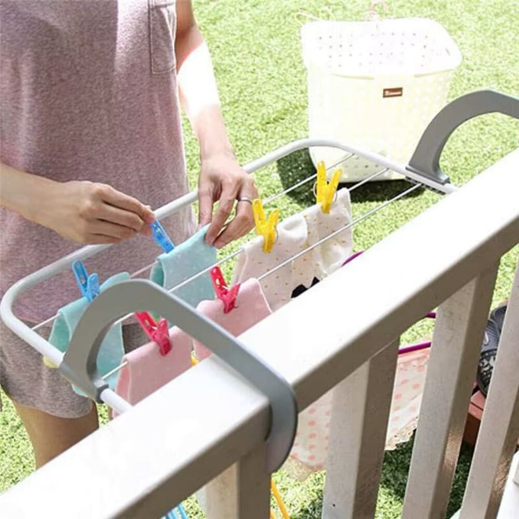 Varal Roupas Portátil Kit Duas Unidades Prático Apartamento Porta Janela Prático para Espaços Pequenos