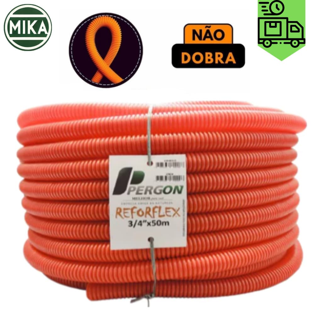 Conduíte Corrugado Laranja 100mts - Eletroduto 3/4 com 100 metros, 25mm(DN)