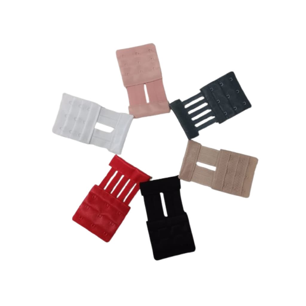 Kit de 6 extensores Elásticos para Sutiã - Modelo Médio - 3 Ganchos e 3 Regulagens - Tule e Elástico