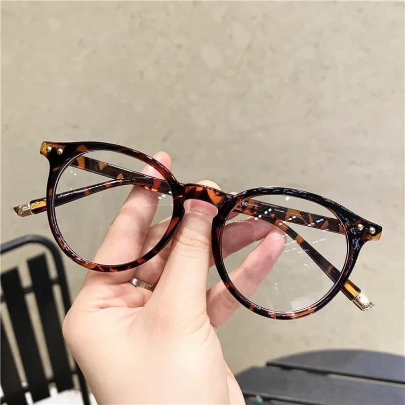 Óculos De Computador Com Luz Azul Vintage , Armação De Plástico Oval Coreana , Da Moda
