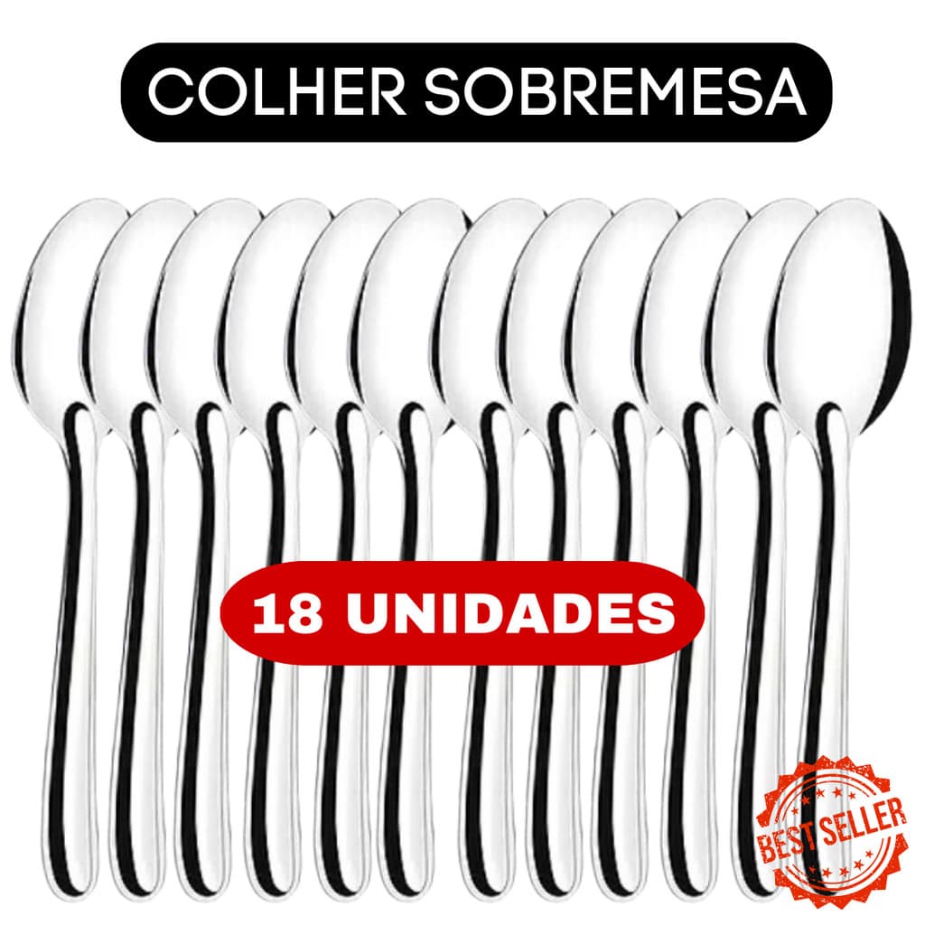 Kit 12/18 Colher Sobremesa Café Chá Aço Inox Cozinha Restaurante