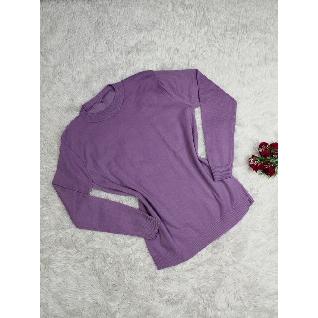Blusa de tricot  plus size básica manga comprido 0499