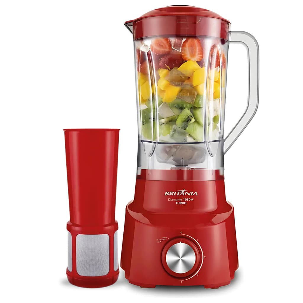 Liquidificador com Filtro Turbo 1050W Britânia Vermelho