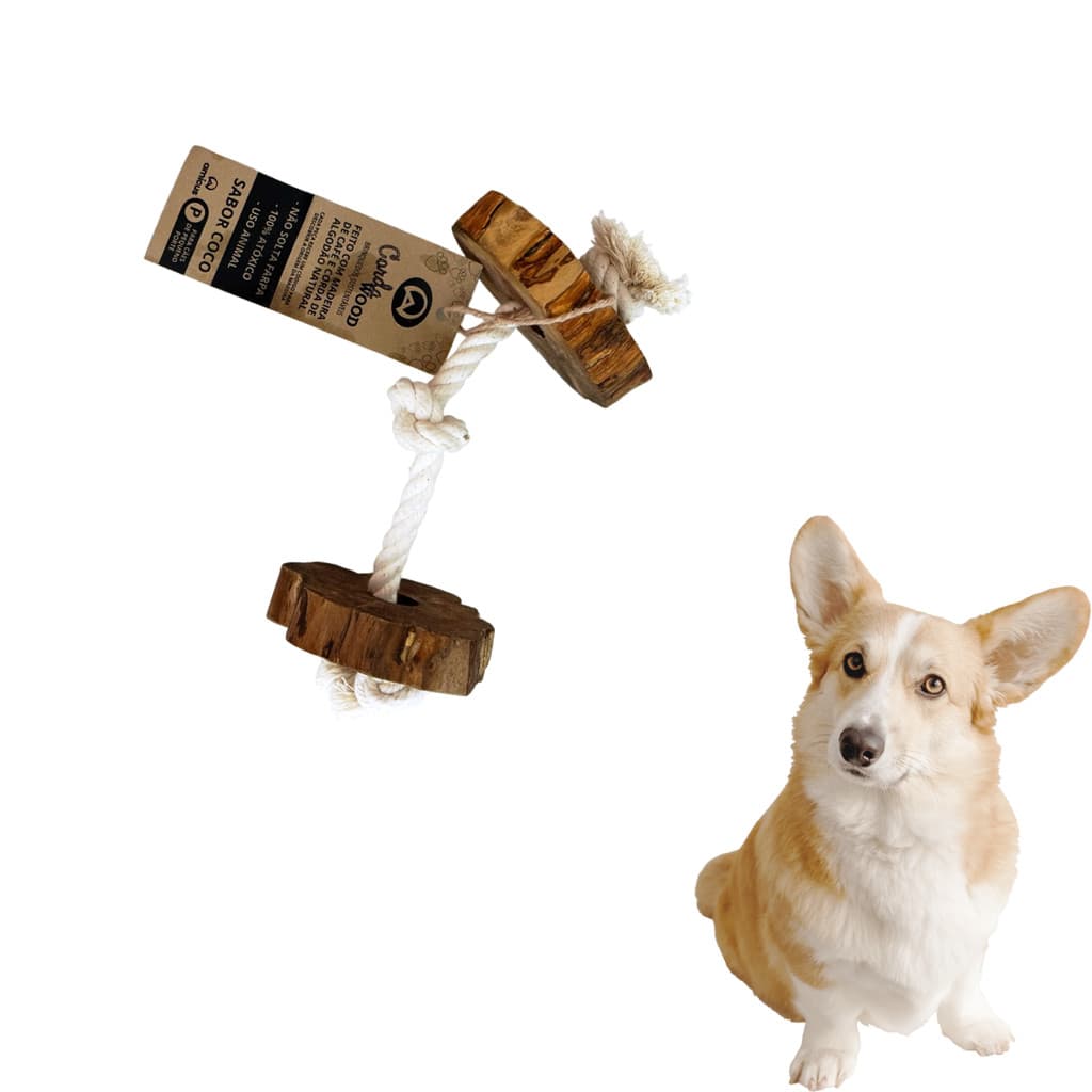 Brinquedo de Madeira do Café Mordedor Corda Wood Sustentável Para Cães Pequeno Resistente Amicus