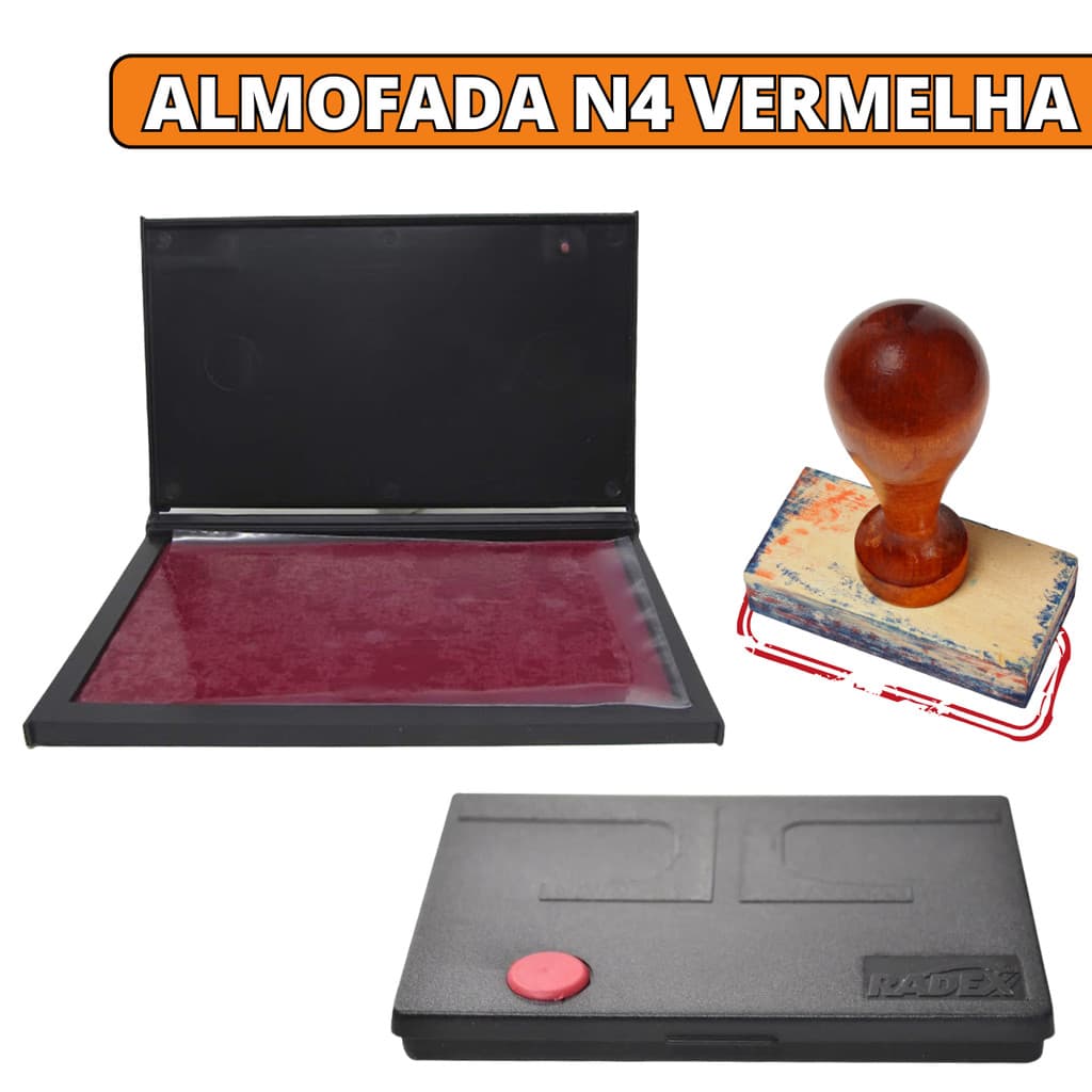 Almofada Carimbeira Grande Com Tinta Vermelha Para Carimbo De Madeira