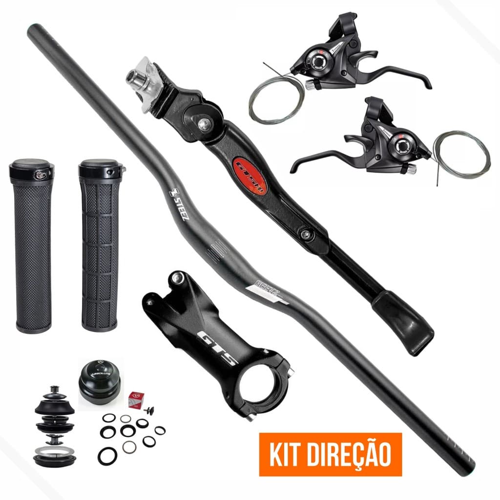 Kit Guidão + Sup. e Direção + Manopla c/ Trava + Alavanca Rapid Fire 21V + Descanso Lateral 29 GTS