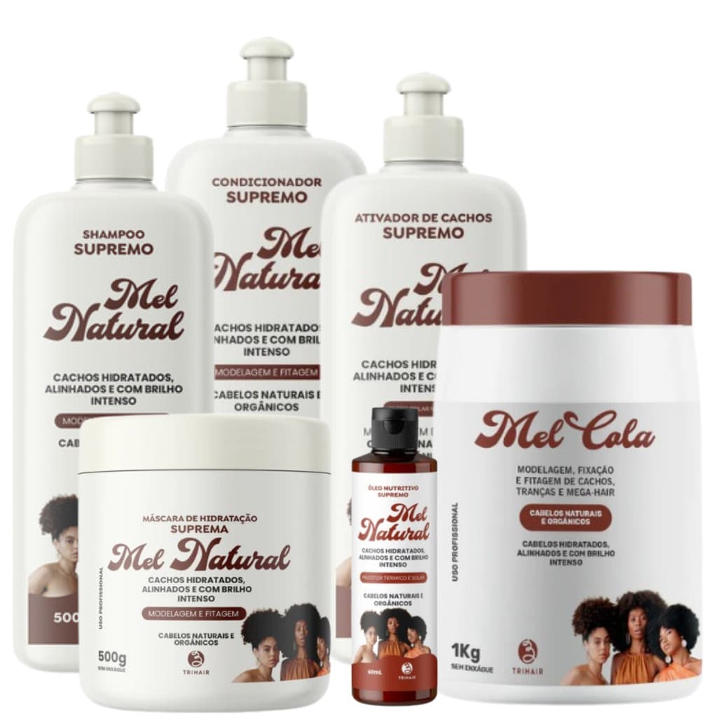 Sh 500ml+Cond 500ml+Mask 500ml+Ativ 500ml+Mel Cola 1kg+Óleo