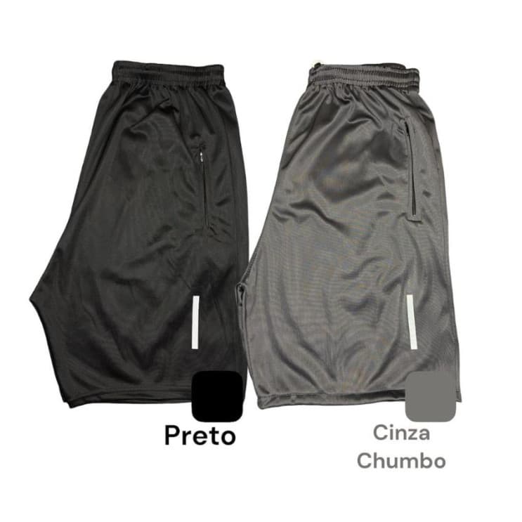 Kit 2 Shorts Bermuda Dry Fit Esportiva Treino Com Ziper no Bolso - todas as cores