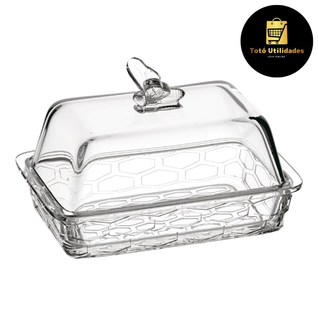 Manteigueira Bee Transparente 15cm em Vidro Hauskraft Premium