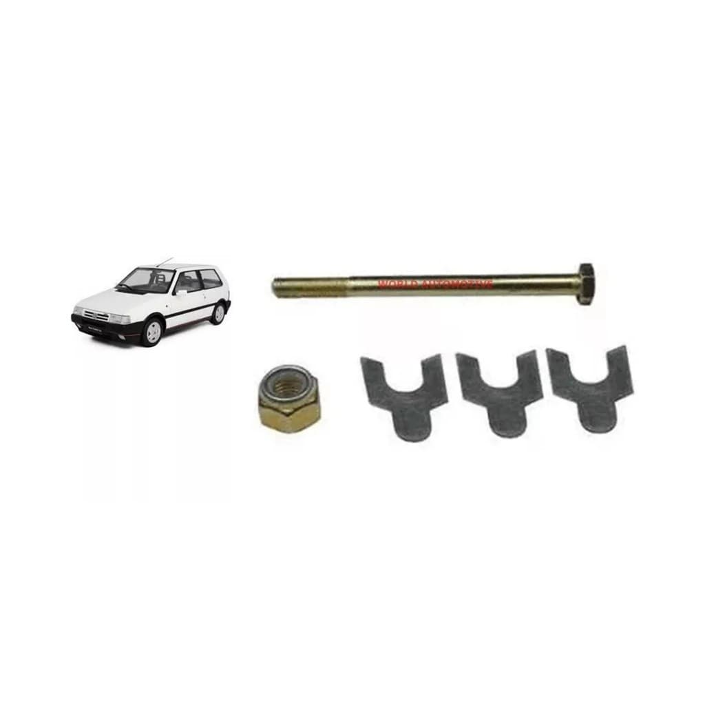 Kit 1 Parafuso com 1 porca e 3 calços cambagem do Alinhamento Suspensão Traseira Fiat Uno